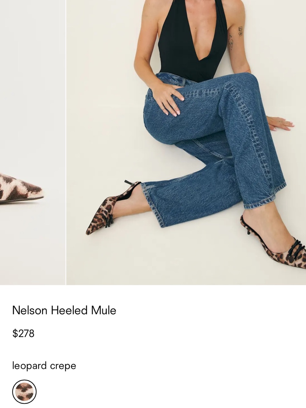 Reformation Nelson Leopard Print Pointed Heeled Mule 8.5
